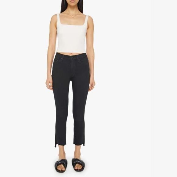 Mother Sz 27 The Insider Crop Step Fray  Jeans in Not Guilty Black - Picture 2 of 14